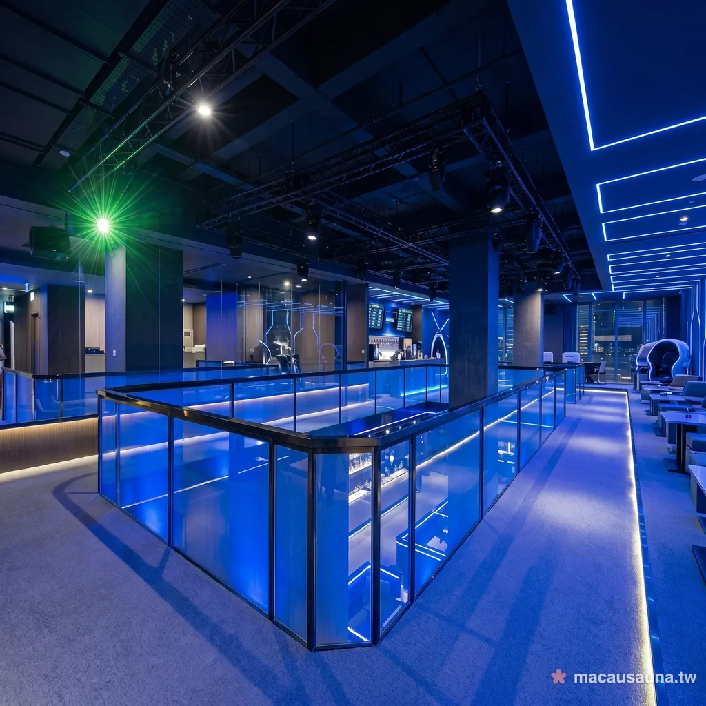 マンハオ・スパの青いネオンが灯る多層ステージホール——タイパの新店